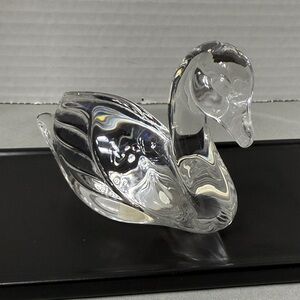 Princess House Pets Lead Crystal Clear Glass Swan Figurine Paperweight